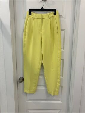High-Waist Tailored Pants in Neon Yellow